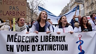 Manifestation de médecins à Paris le 5 janvier 2023.