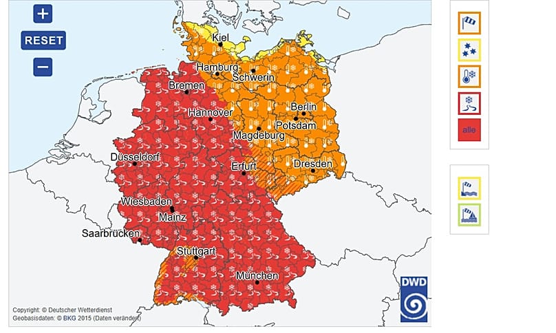 Karte des Deutschen Wetterdienstes vom 11. Januar 2026