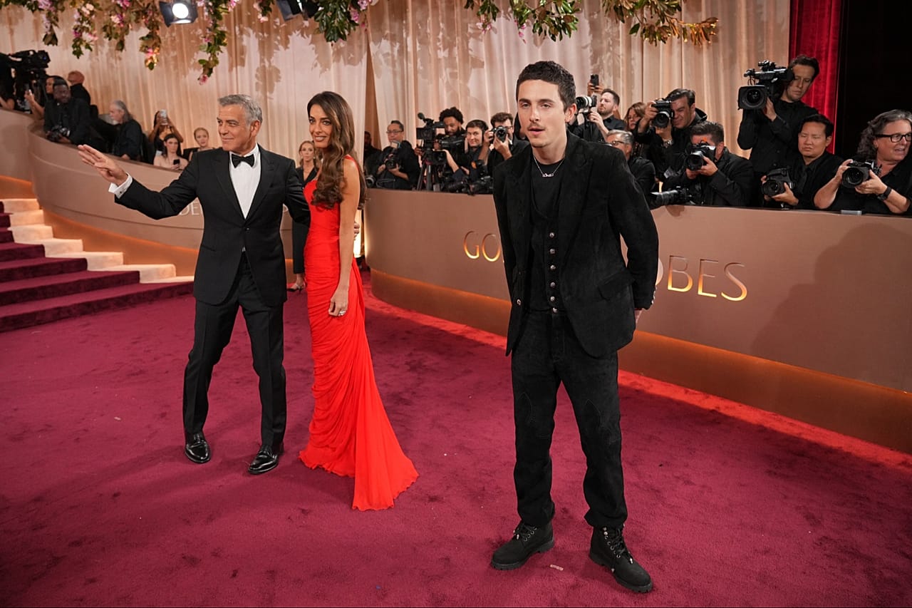 Smart vs casual? George and Amal Clooney arrive alongside Timothée Chalamet at the Golden Globes