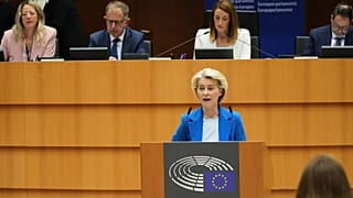 European Commission President Ursula von der Leyen addresses the European Parliament in Brussels.