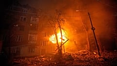 FILE: A residential building burns after a Russian strike in Kryvyi Rih, 8 January 2026