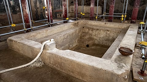 FILE: A private bathhouse recently discovered in the Pompeii archaeological site 