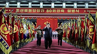 North Korea's Kim Jong-un during the military parade marking the 80th anniversary of the founding of the ruling Worker's Party, in Pyongyang, 10 October 2025