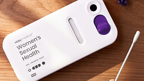 This photo provided by Visby Medical in January 2026 shows its three-in-one gonorrhea, chlamydia and trichomoniasis test for women. 