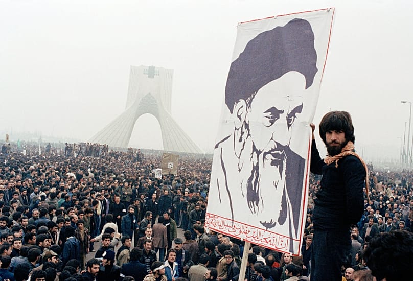 Iranian protesters demonstrate against Shah Mohammad Reza Pahlavi in Tehran, 9 October, 1978