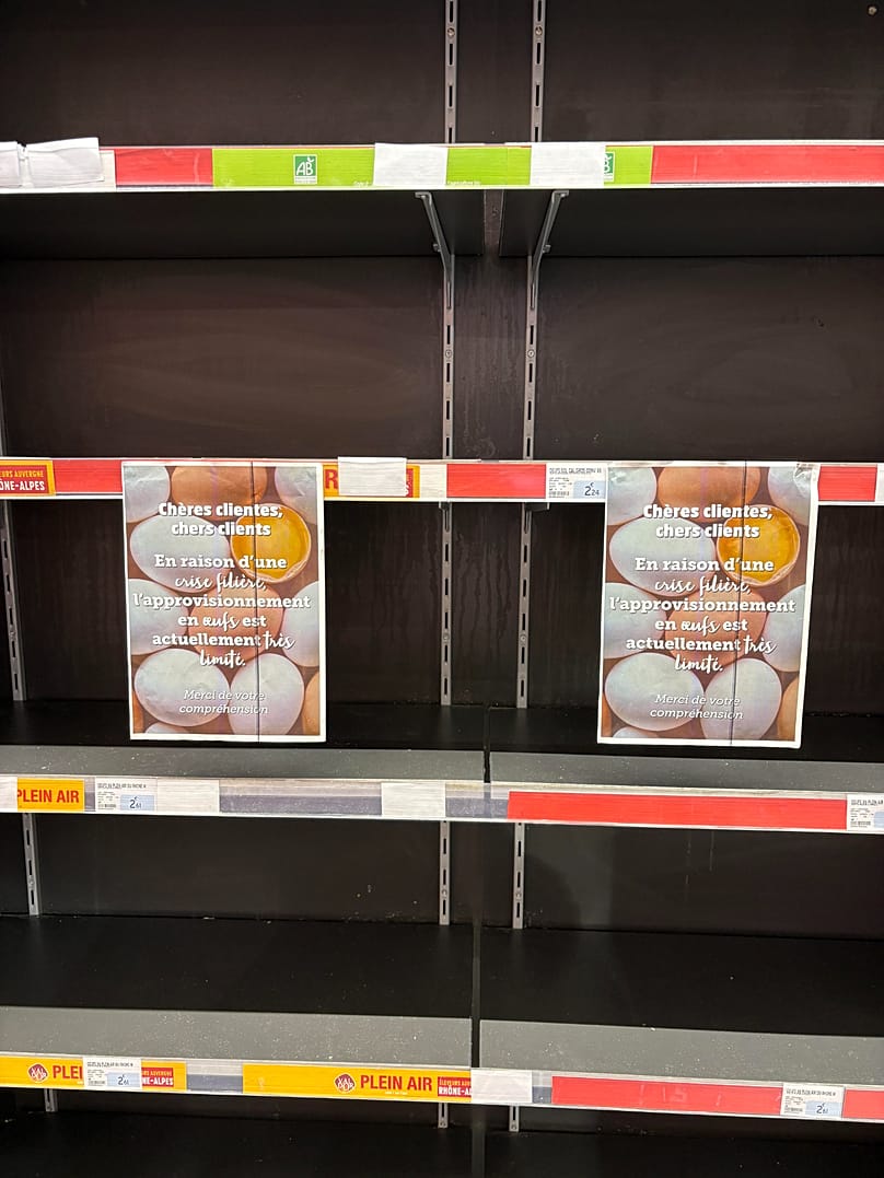 Les œufs manquent dans les rayons, Lyon, le 11 janvier 2026.
