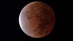 Der Erdschatten bedeckt den Vollmond während einer partiellen Mondfinsternis am frühen Freitag, dem 19. November 2021, in Kansas City, Missouri.