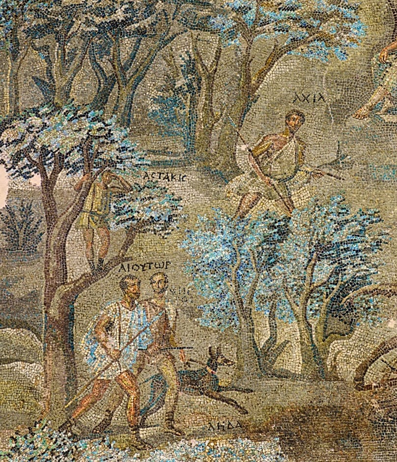 Ψηφιδωτό δάπεδο μεγάλης και πλούσιας ρωμαϊκής έπαυλης από τα μεγαλύτερα που έχουν εντοπιστεί στην Πάτρα. Τέλη του 3ου - αρχές του 4ου αι. π.Χ.