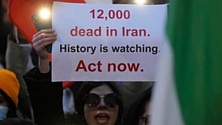 FILE: Protesters participate in a demonstration supporting protesters in Iran, in front of the US Consulate, Milan, 13 January 2026