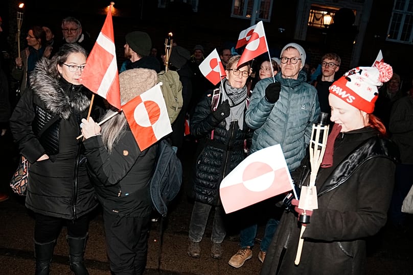 A demonstration under the slogan “Greenland belongs to the Greenlanders” in front of the American embassy in Copenhagen, 14 January, 2026