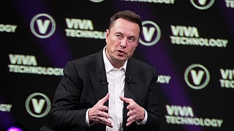Elon Musk, who owns Twitter, Tesla and SpaceX, speaks at the Vivatech fair Friday, June 16, 2023 in Paris. Vivatech is Europe's biggest startup and tech event.