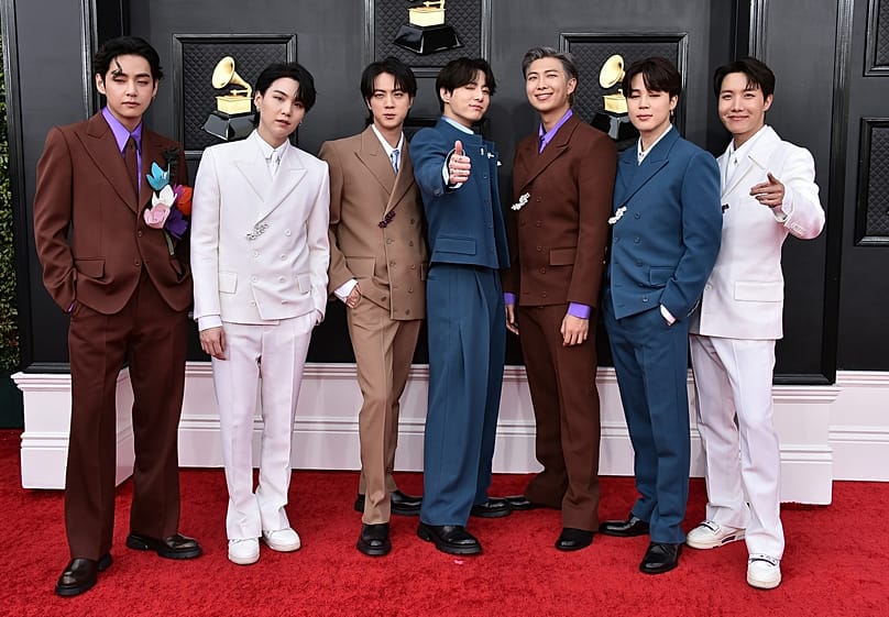 FILE: South Korean group BTS appears at the 64th Annual Grammy Awards in Las Vegas on April 3, 2022