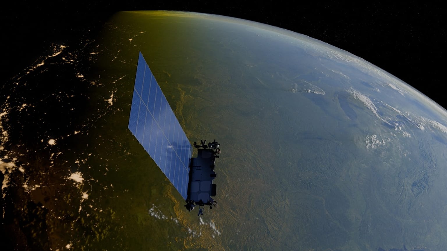 Bir Starlink uydusu görseli