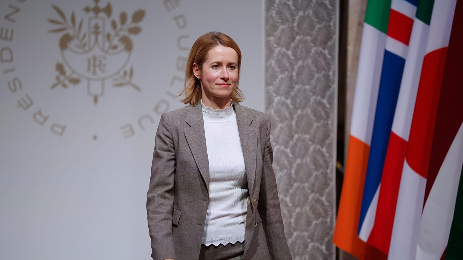 A Parigi, in Francia: Kaja Kallas, alto rappresentante dell'UE, arriva all'Eliseo per la Coalition of the Willing (coalizione dei volenterosi). T