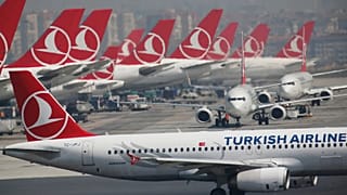 Turkish Airlines planes parked at Atatürk International Airport in Istanbul, 5 April, 2019