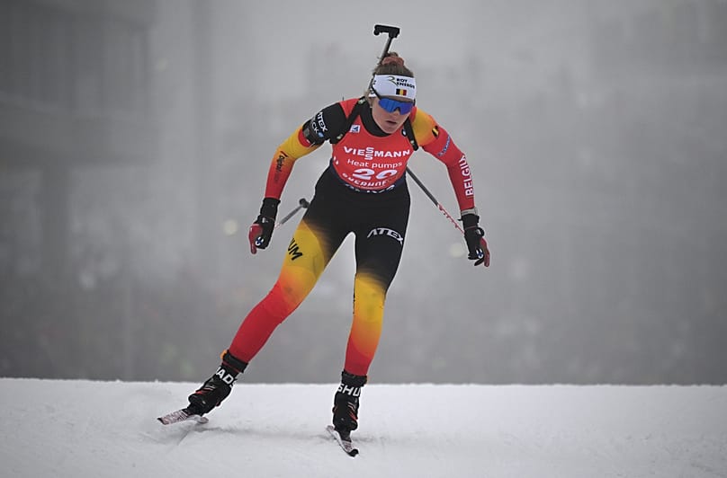 Belgium's Maya Cloetens competes during the women's 7.5km sprint event, in the World Cup of Biathlon in Oberhof, Germany.