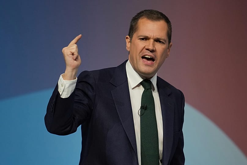 Robert Jenrick addresses members during the Conservative Party Conference at the International Convention Centre in Birmingham, 2 October, 2024