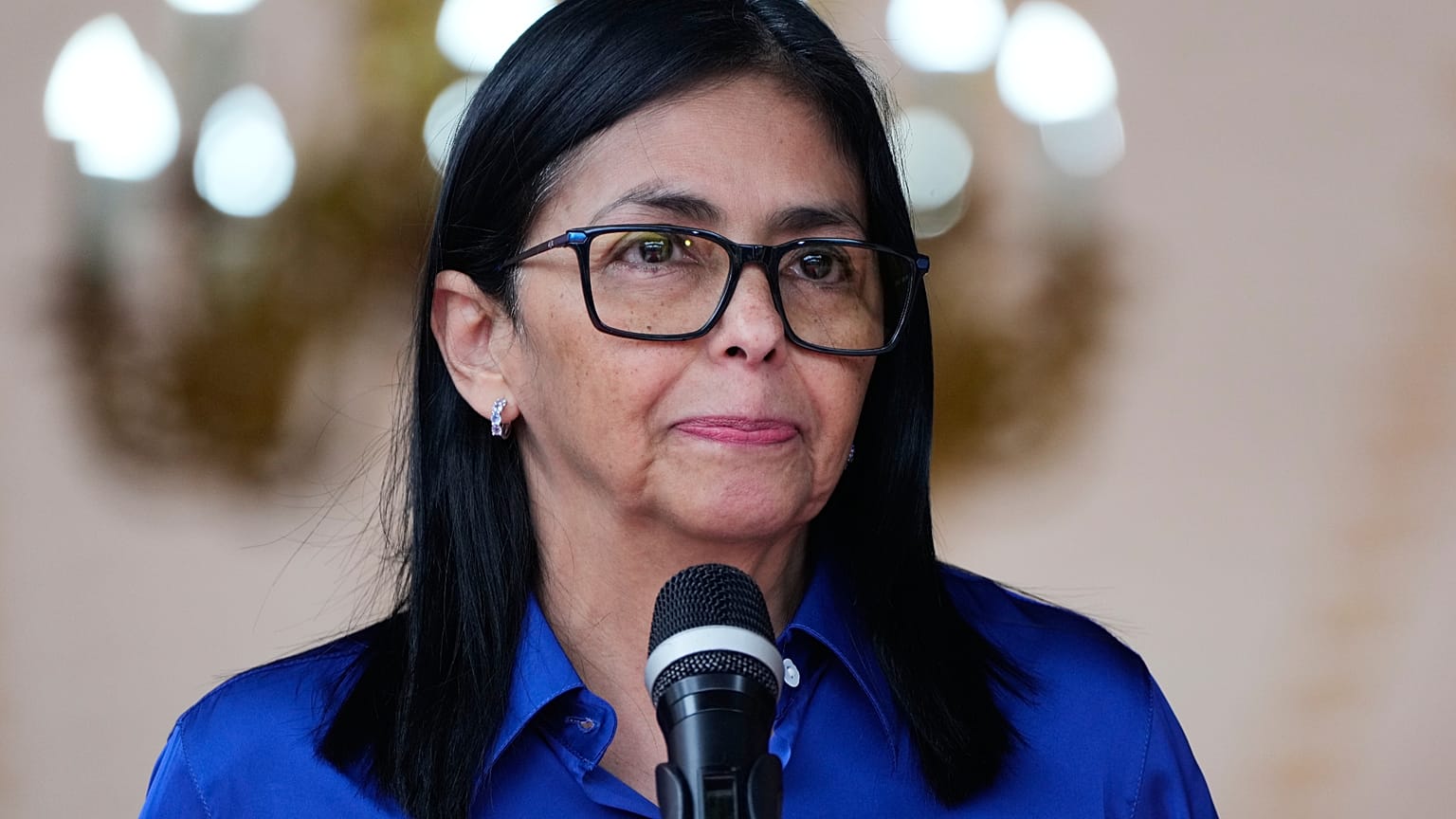 Delcy Rodríguez, durante una dichiarazione istituzionale