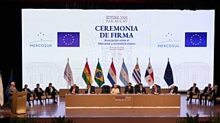 Reunión para firmar un tratado de libre comercio entre la Unión Europea y Mercosur en Asunción, Paraguay, el sábado 17 de enero de 2026.