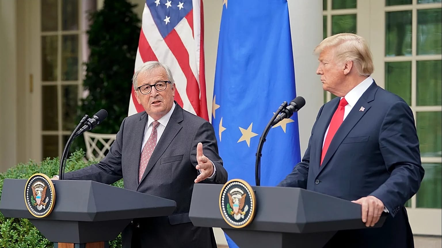 Jean-Claude Juncker and Donald Trump at the White House in 2018