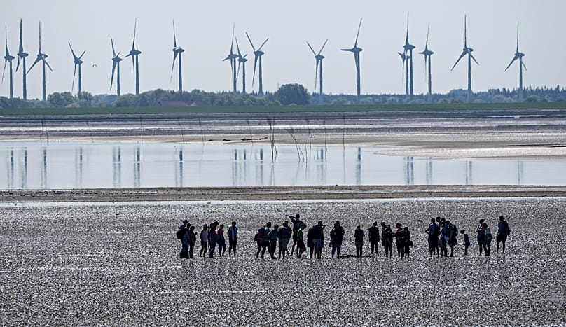 People explore the sea at the island Norderney, 1 June, 2021