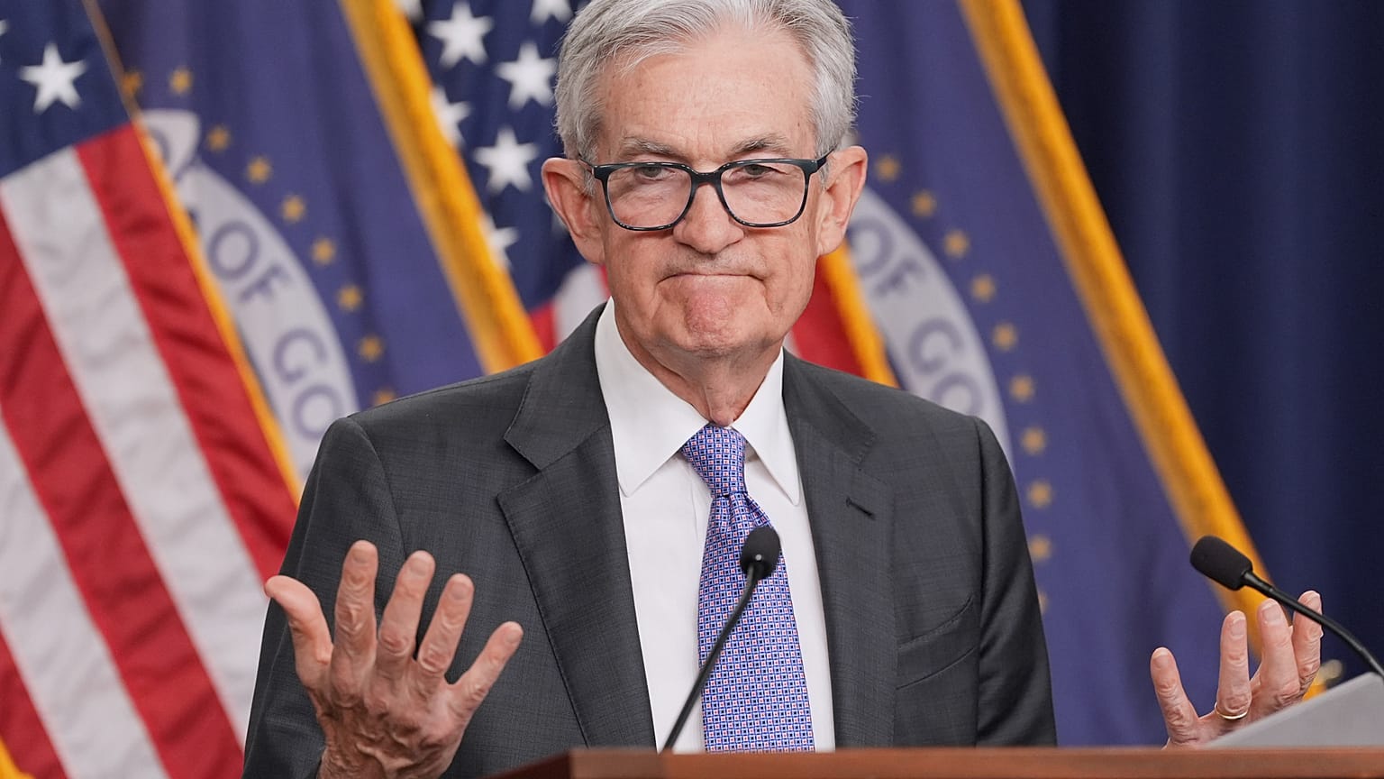 FILE - Federal Reserve Chair Jerome Powell speaks at the Federal Reserve. Washington. 10 Dec. 2025.