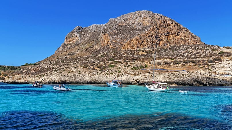 The blue waters of Sicily's Favignana island. 