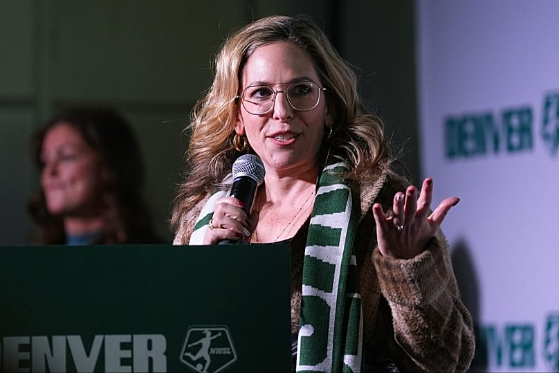 FILE: Jessica Berman, National Women's Soccer League commissioner, at a media conference in Denver, 30 Jan 2025