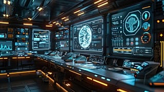 Futurisztikus katonai irányító központ