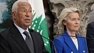 uropean Council President Antonio Costa, left, reads a statement next of the European Commission President Ursula von der Leyen, in Lebanon on 9 January 2026.