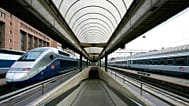 High speed trains in the Lyon-Part-Dieu train station.