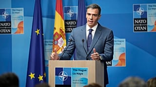 Spain's Prime Minister Pedro Sanchez speaks during a press conference after the plenary session at the NATO summit in The Hague, Netherlands, Wednesday, June 25, 2025.
