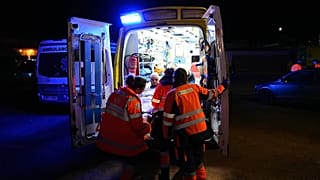 An injured person is transported by ambulance in Adamuz, 19 January, 2026