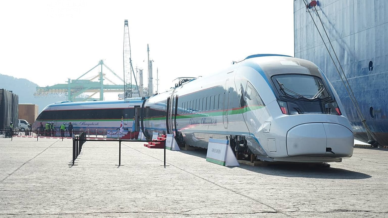 The first batch of high-speed trains delivered to Uzbekistan by Hyundai Rotem