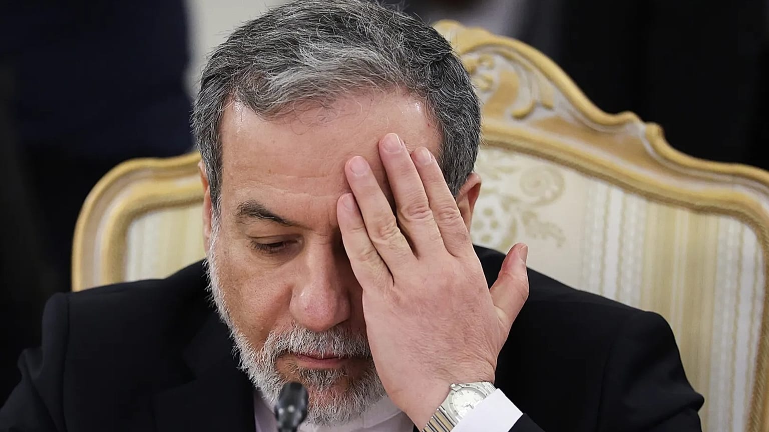 Iranian Foreign Minister Abbas Araghchi gestures during a meeting with Russian Foreign Minister Sergey Lavrov at Zinaida Morozova's Mansion in Moscow, Wednesday, Dec. 17, 2025