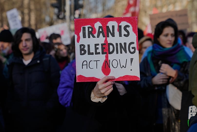 Protesters participate in a demonstration in support of the nationwide mass protests in Iran against the government in Berlin, 18 January, 2026