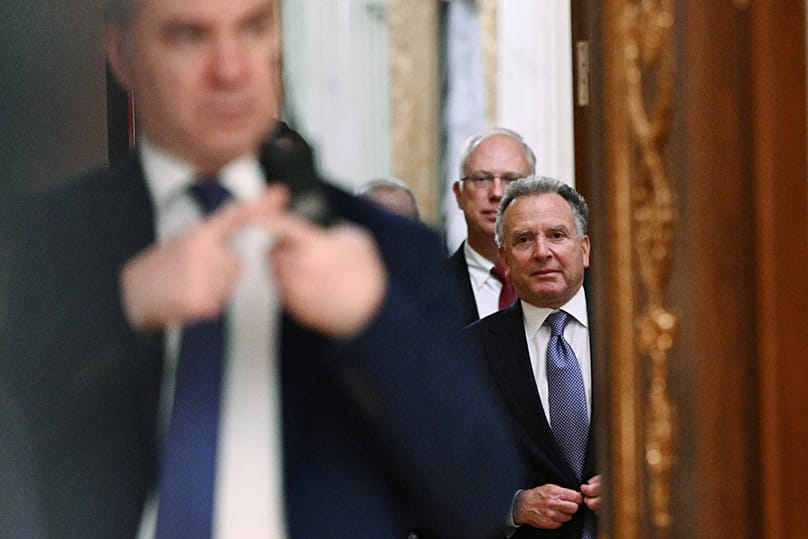 FILE: US special envoy Steve Witkoff and Russia's top negotiator Kirill Dmitriev arrive to attend the talks with Vladimir Putin at the Kremlin, 2 December 2025