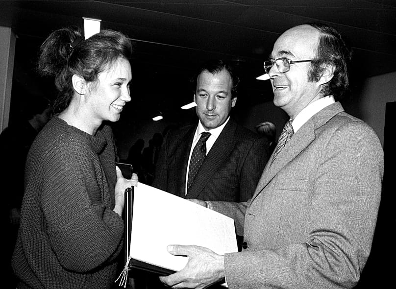 Rózsa János, Udvaros Dorottya és Vámos Miklós a fődíjas Csók, Anyu! alkotói a 19. Játékfilmszemlén - 1987.02.19.