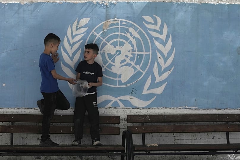 Schüler auf dem Hof der UNRWA-Schule für Jungen im Osten Jerusalems, 29. April 2025