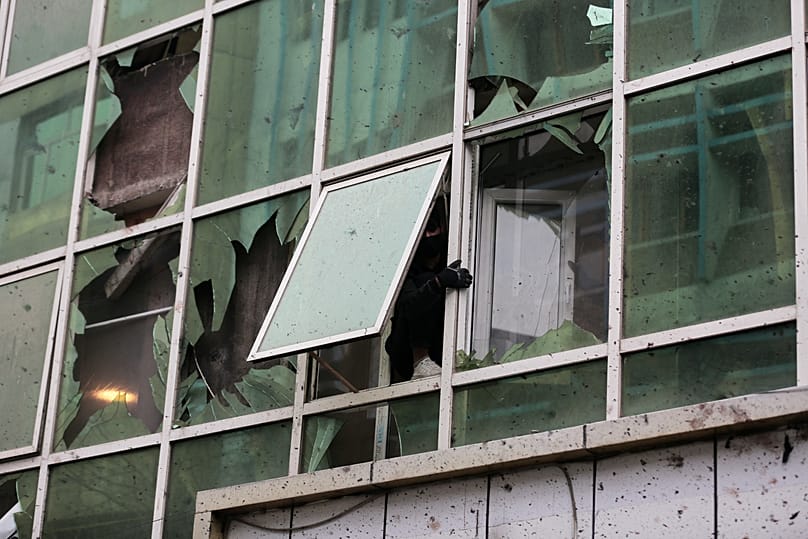 Damage to a building across the street a day after an explosion at a Chinese restaurant in Kabul, 20 January, 2026