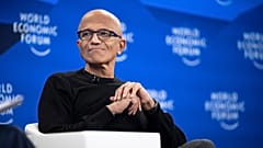 Microsoft-Chef Satya Nadella spricht bei einer Paneldiskussion auf der 56. Jahrestagung des Weltwirtschaftsforums in Davos in der Schweiz. Dienstag, 20. Januar 2026.