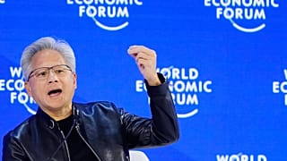 Nvidia founder and CEO Jensen Huang speaks during the Annual Meeting of the World Economic Forum in Davos, Switzerland, Wednesday, Jan. 21, 2026. AP Photo/Markus Schreiber