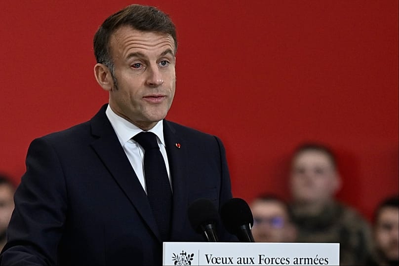 'Eye eye': Last week French President Emmanuel Macron addressed the Istres military air force base in southern France, 15 Jan 2026