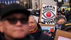 Eine Protestkundgebung gegen die geplante chinesische Botschaft in London, 17. Januar 2026