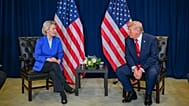 European Commission President Ursula von der Leyen, left, and US President Donald Trump, right