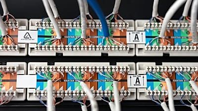 A patch panel for ethernet is seen on Thursday, June 6, 2024, in Portland, Ore.