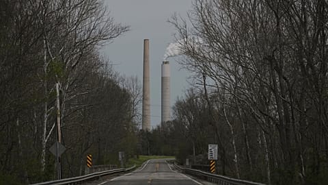 The Kyger Creek Power Plant, a coal-fired power plant, operates April 14, 2025, near Cheshire, Ohio. 