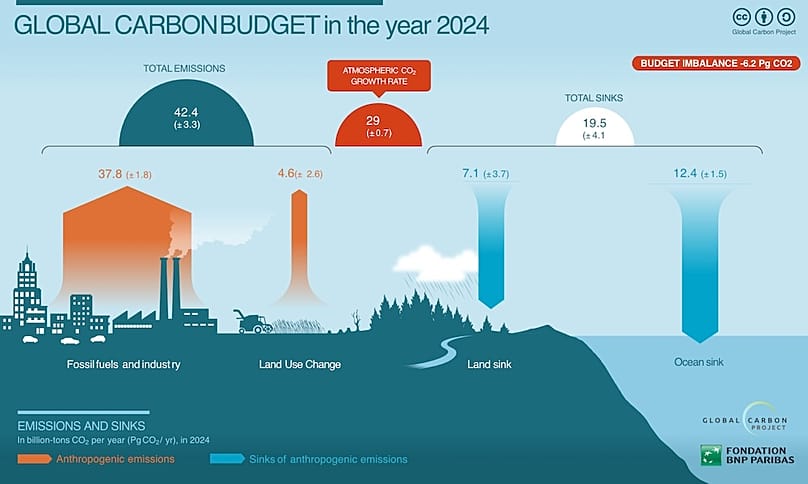 Un'infografica delle emissioni globali annuali di CO2