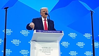 President Donald Trump addresses the audience during the Annual Meeting of the World Economic Forum in Davos, Switzerland