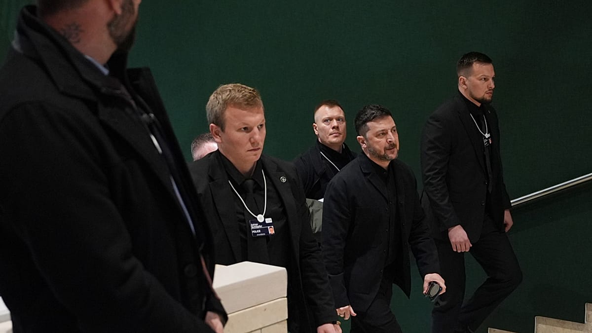 Ukrainian President Volodymyr Zelenskyy arrives for Davos talks